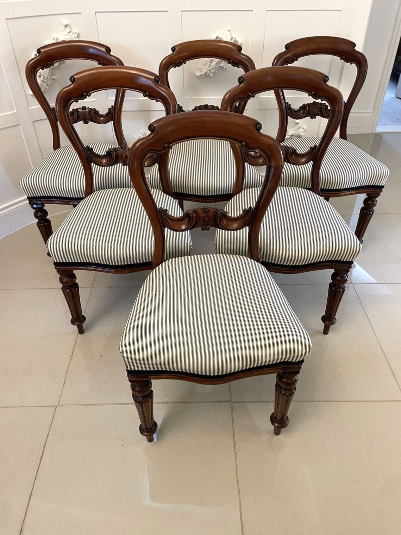 Antique Victorian Mahogany Carved Set of 6 Dining Chairs - Image 4